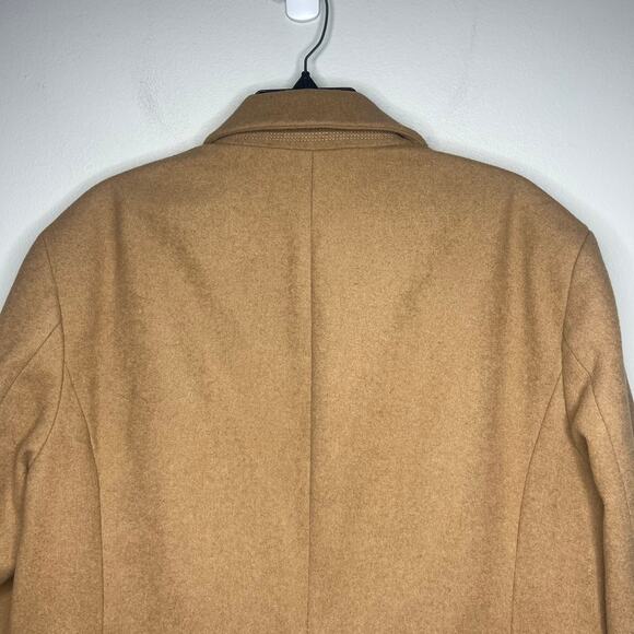 Banana Republic Men's Chesterfield Coat Sz L Camel Wool Blend Topcoat 3-Button - Picture 8 of 16